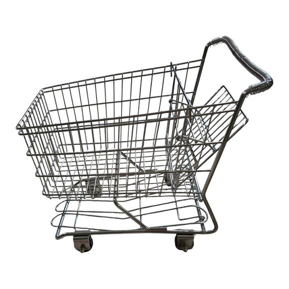 Vintage Miniature Shopping Cart Metal Grocery Buggy Chrome Retro 11x11.5x7.5 - Picture 3 of 3